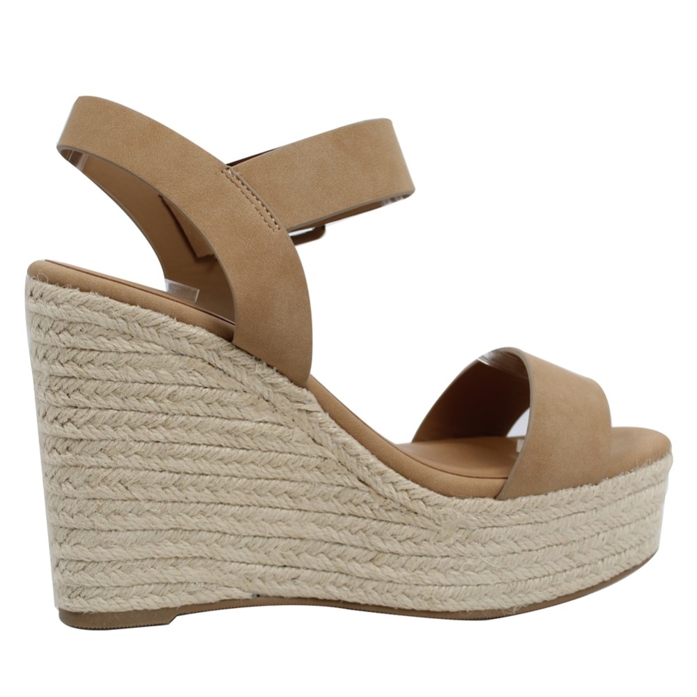 Natural Open Toe Ankle Strap Espadrille Platform - Picture 3 of 6